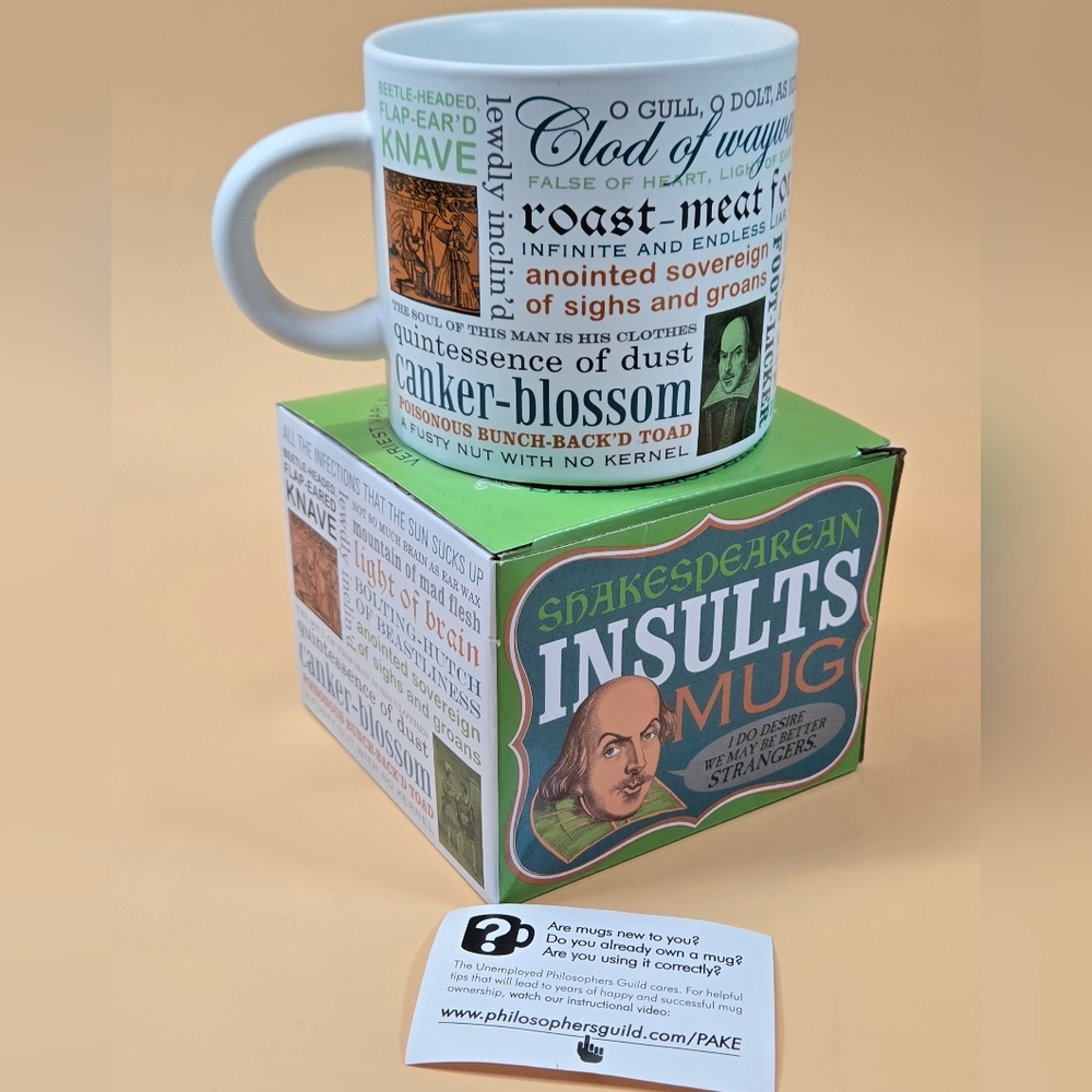 ​Shakespearean Insults Mug 14 oz - The Unemployed Philosophers Guild - NIB